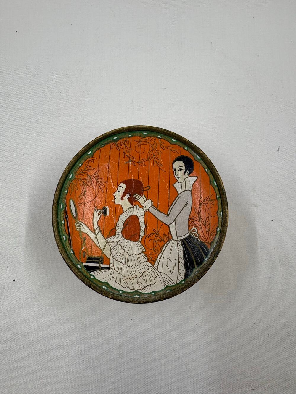 Vintage Richard Hudnut Three Flowers Face Powder Tin Art Deco Vanity Powder Box